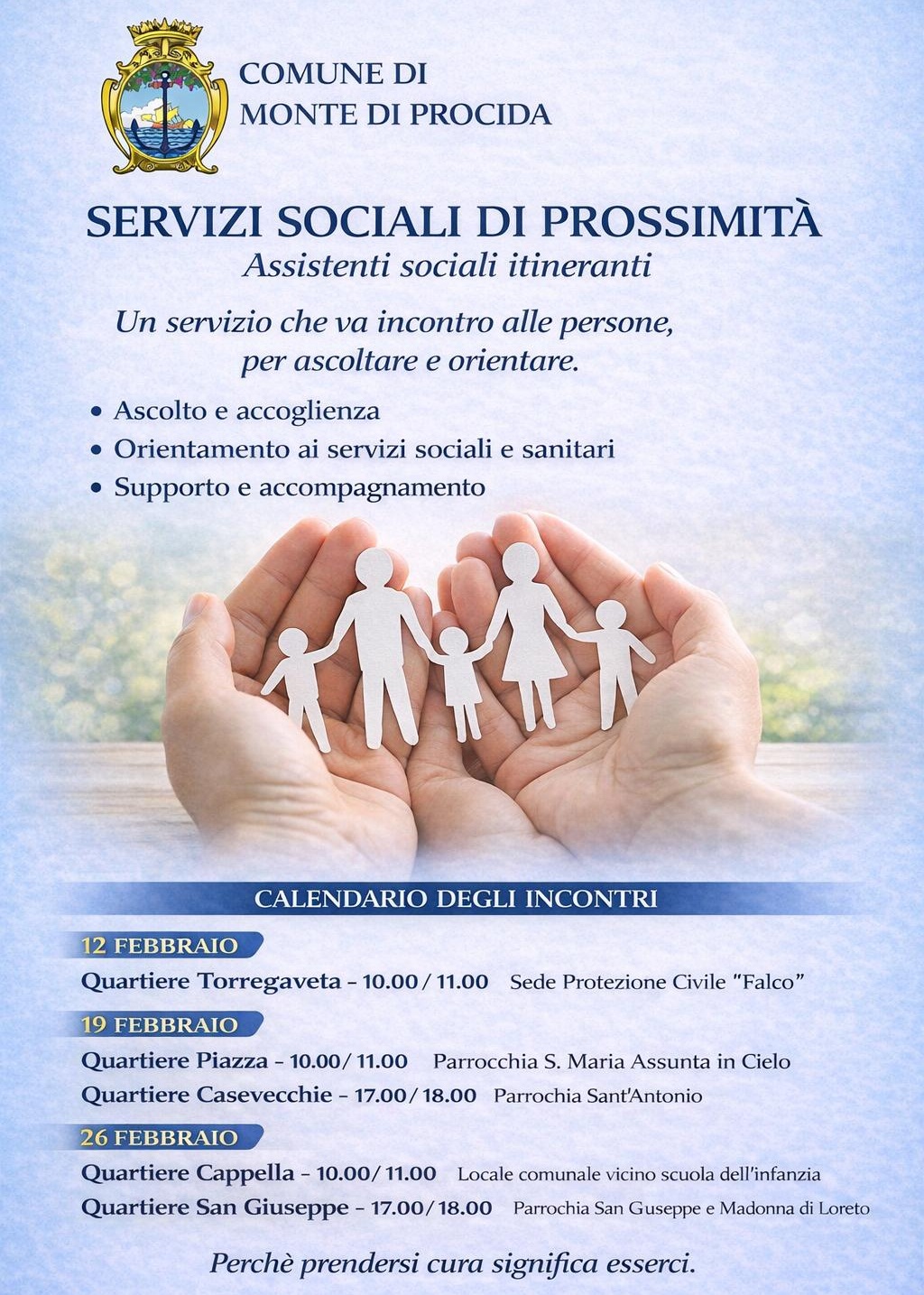 Locandina Servizi Sociali di Prossimità febbraio 2026